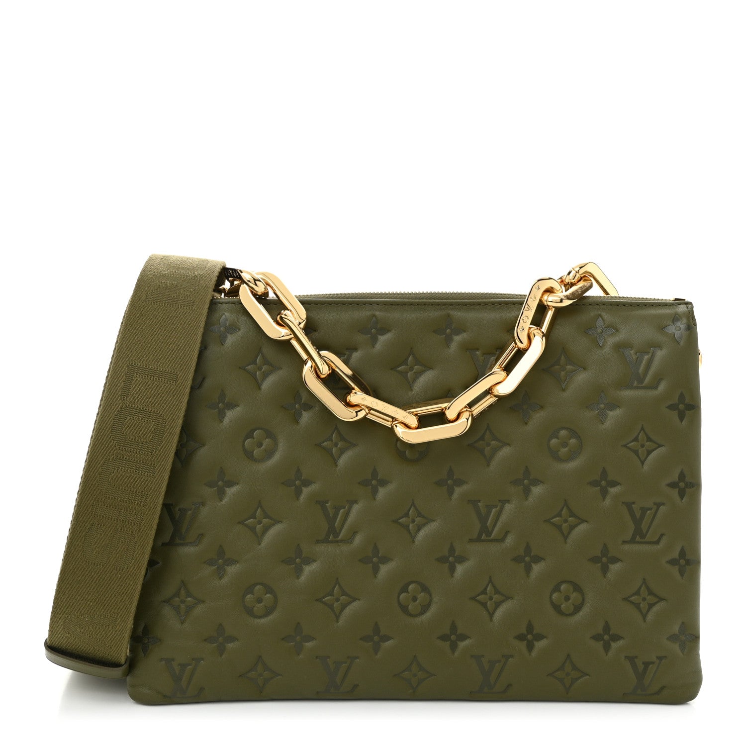 Louis Vuitton Lambskin Embossed Monogram Coussin MM Khaki 1 of 10