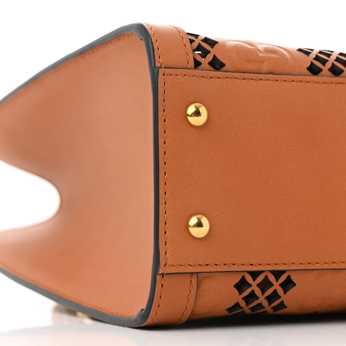Calfskin Debossed GG Lase-Cut Small Diana Tote Bag Harness Brown