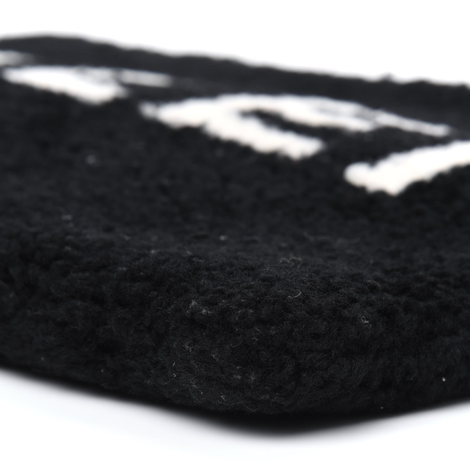 Balenciaga Sheepskin Shearling Contrasted Logo Large Zip Pouch Black 10 of 13