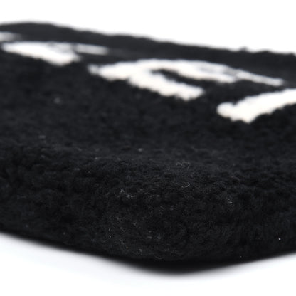 Balenciaga Sheepskin Shearling Contrasted Logo Large Zip Pouch Black 10 of 13