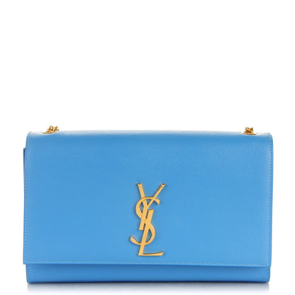 Saint Laurent Grain De Poudre Medium Classic Monogram Kate Satchel Blue Clair 1 of 9