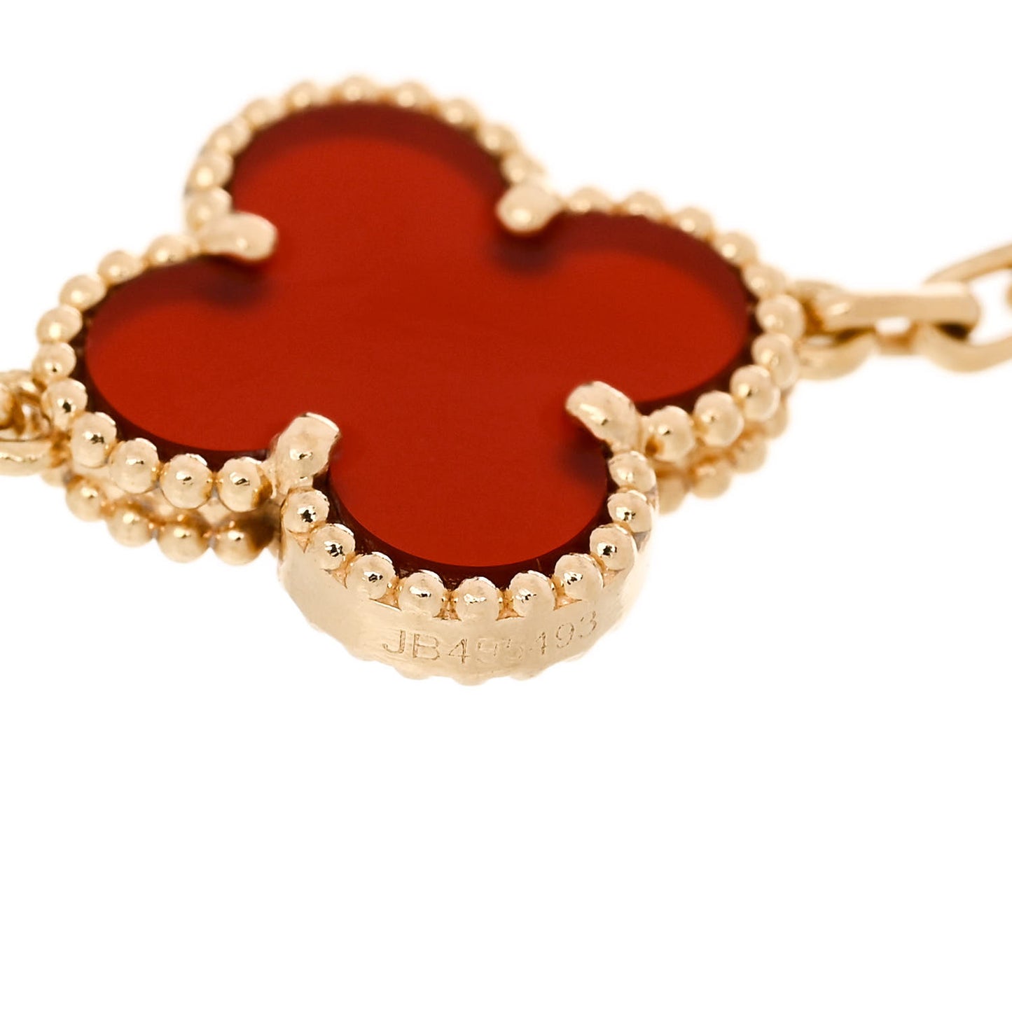 18K Yellow Gold Carnelian 5 Motifs Vintage Alhambra Bracelet