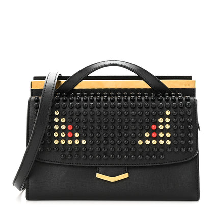 Fendi Vitello Elite Studded Monster Mini Demi Jour Shoulder Bag Black 1 of 12