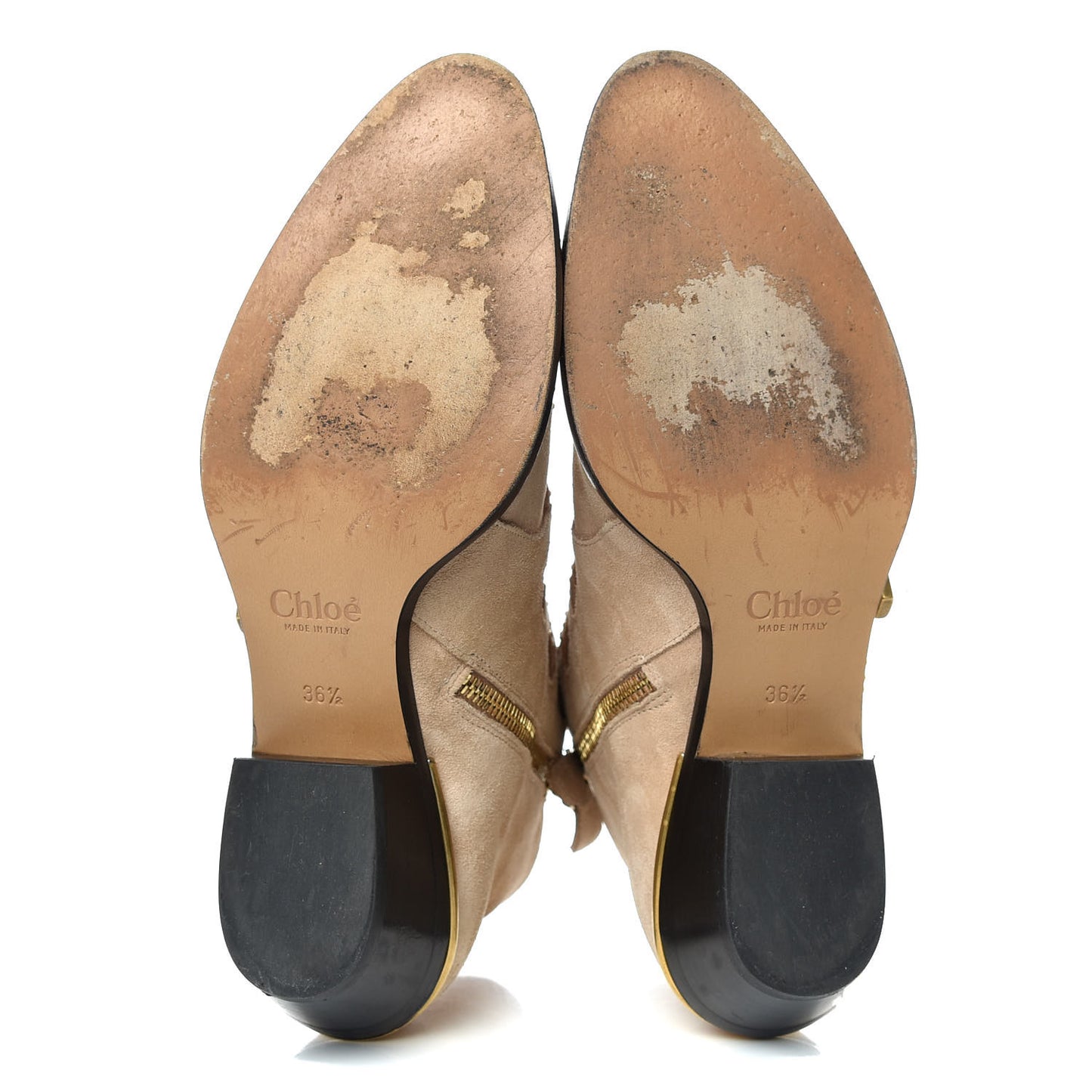 Suede Sheepskin Studded Susanna Ankle Boots 36.5 Beige Gold