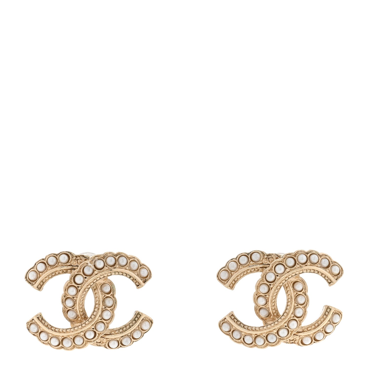 Chanel Pearl Queen of France CC Earrings Gold 1 of 6