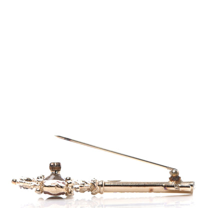 Chanel Gripoix Poured Glass Pearl Key Brooch Gold Pink 3 of 9