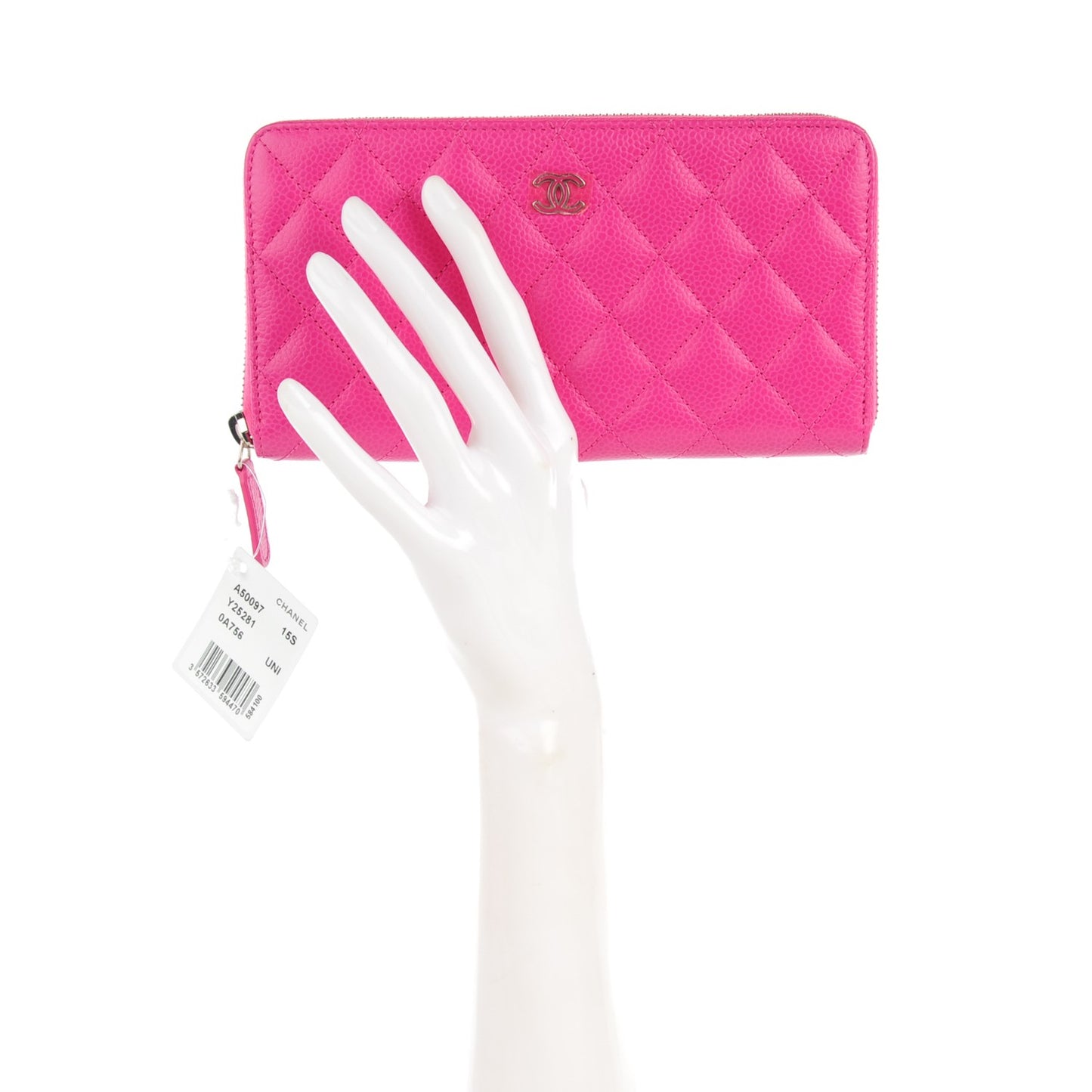Caviar Quilted Large Gusset Zip Around Wallet Pink