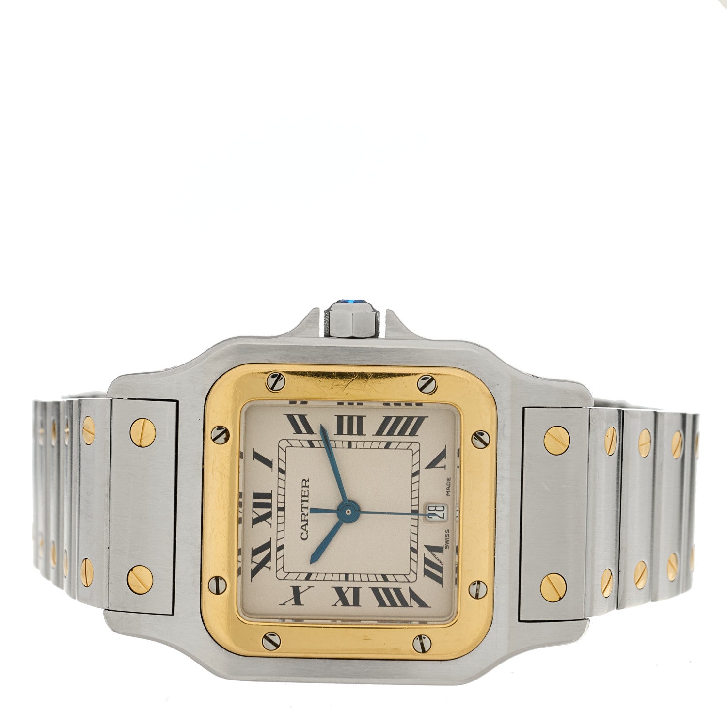 Cartier Stainless Steel 18K Yellow Gold 29mm Santos De Cartier Galbee Quartz Watch 2 of 5