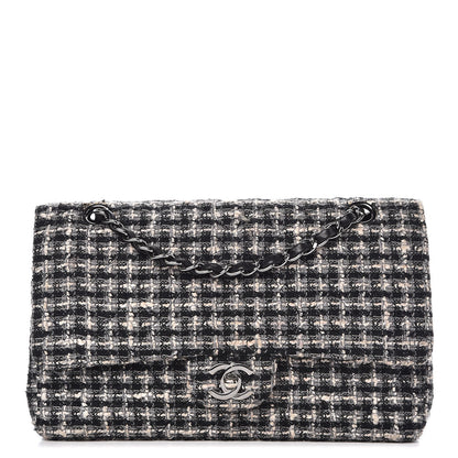 Chanel Tweed Medium Double Flap Black White 1 of 12