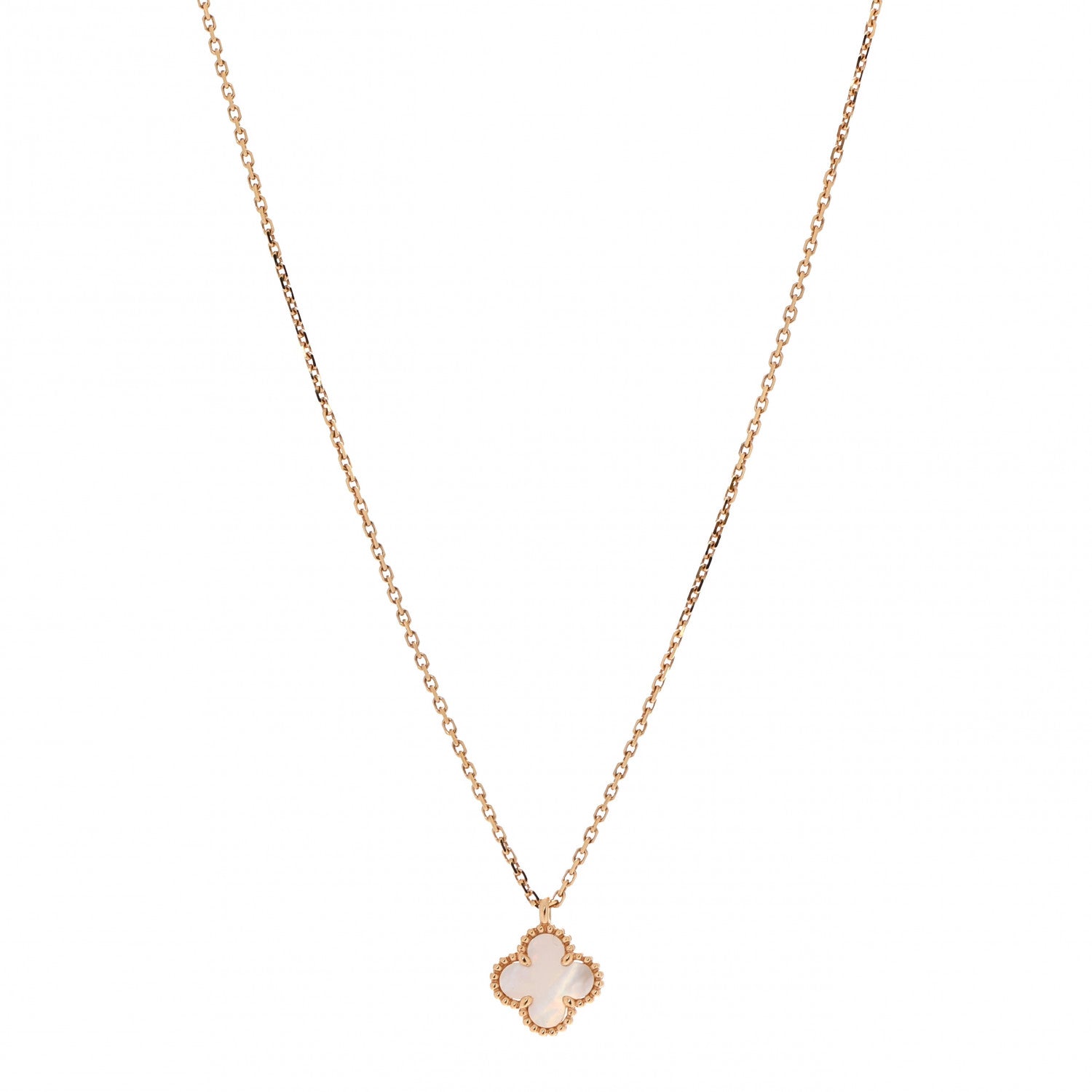 Van Cleef & Arpels 18K Yellow Gold Mother of Pearl Sweet Alhambra Pendant Necklace 1 of 7