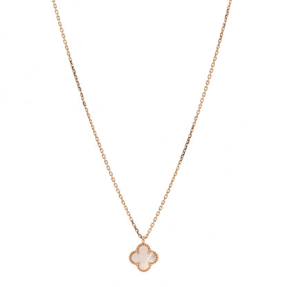 Van Cleef & Arpels 18K Yellow Gold Mother of Pearl Sweet Alhambra Pendant Necklace 1 of 7