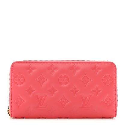 Louis Vuitton Lambskin Embossed Monogram Coussin Zippy Wallet Pink 1 of 6
