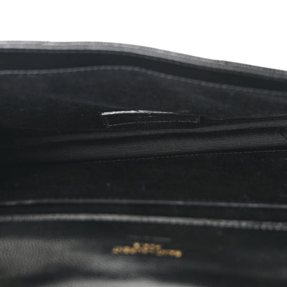 Saint Laurent Grain De Poudre Matelasse Chevron Monogram Envelope Clutch Black 5 of 7