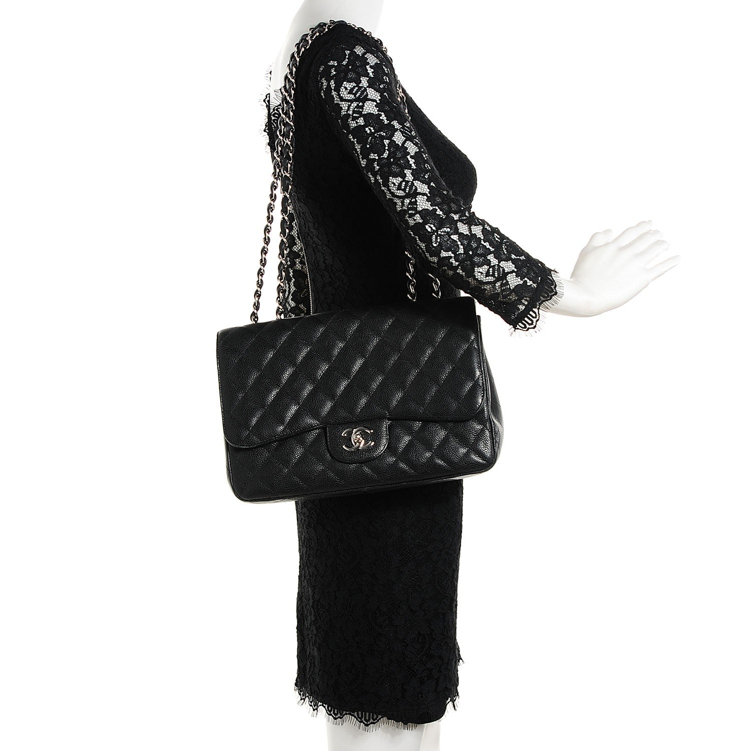 Chanel Caviar Quilted Jumbo Single Flap Black 2 of 8