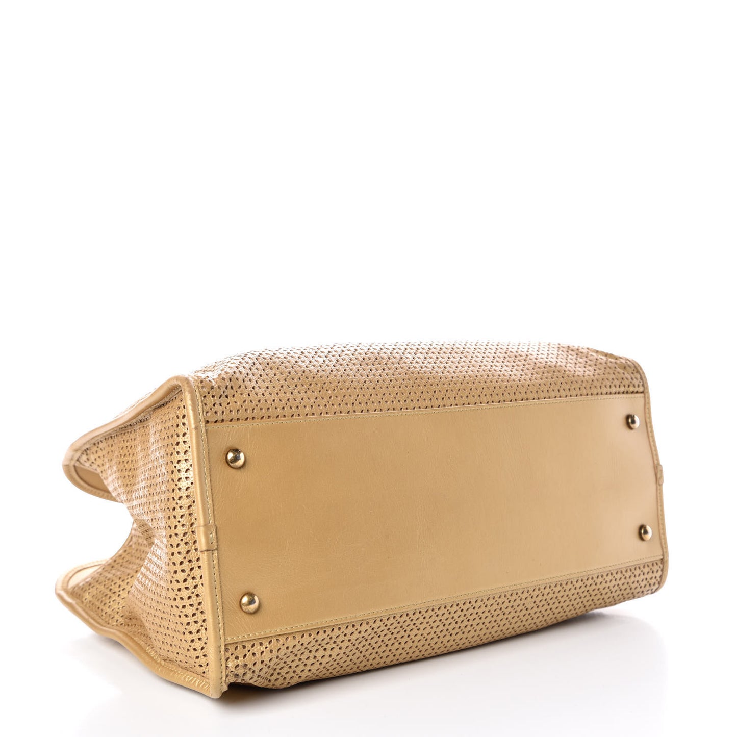 Metallic Calfskin Perforated Up In The Air Tote Gold