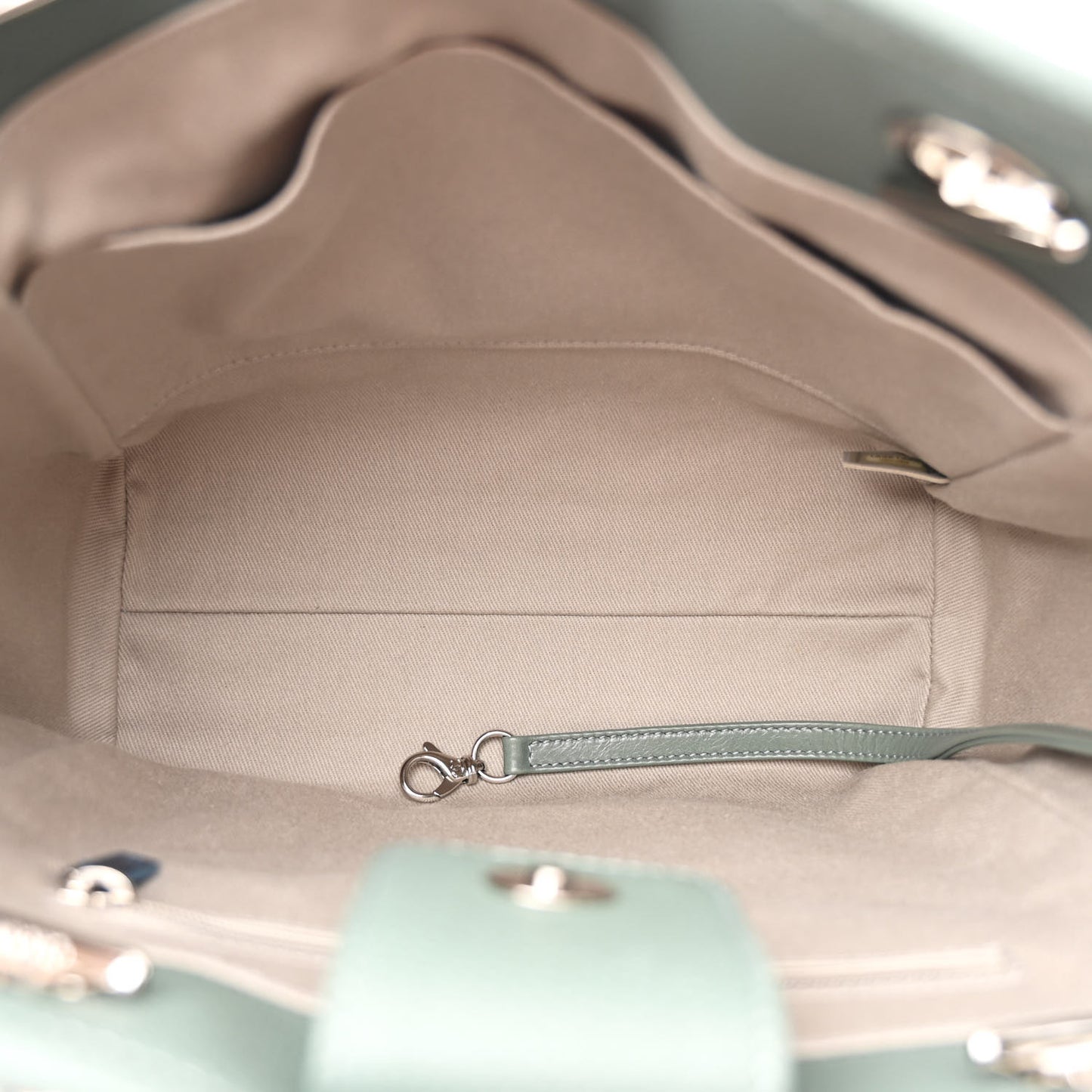 Glazed Calfskin Mini Deauville Tote Green