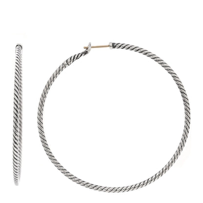 David Yurman Sterling Silver Extra Large Cable Classics Hoop Earrings 1 of 4