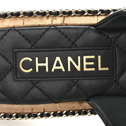 Chanel Lambskin Quilted Chain CC Sandals 39 Black 8 of 10