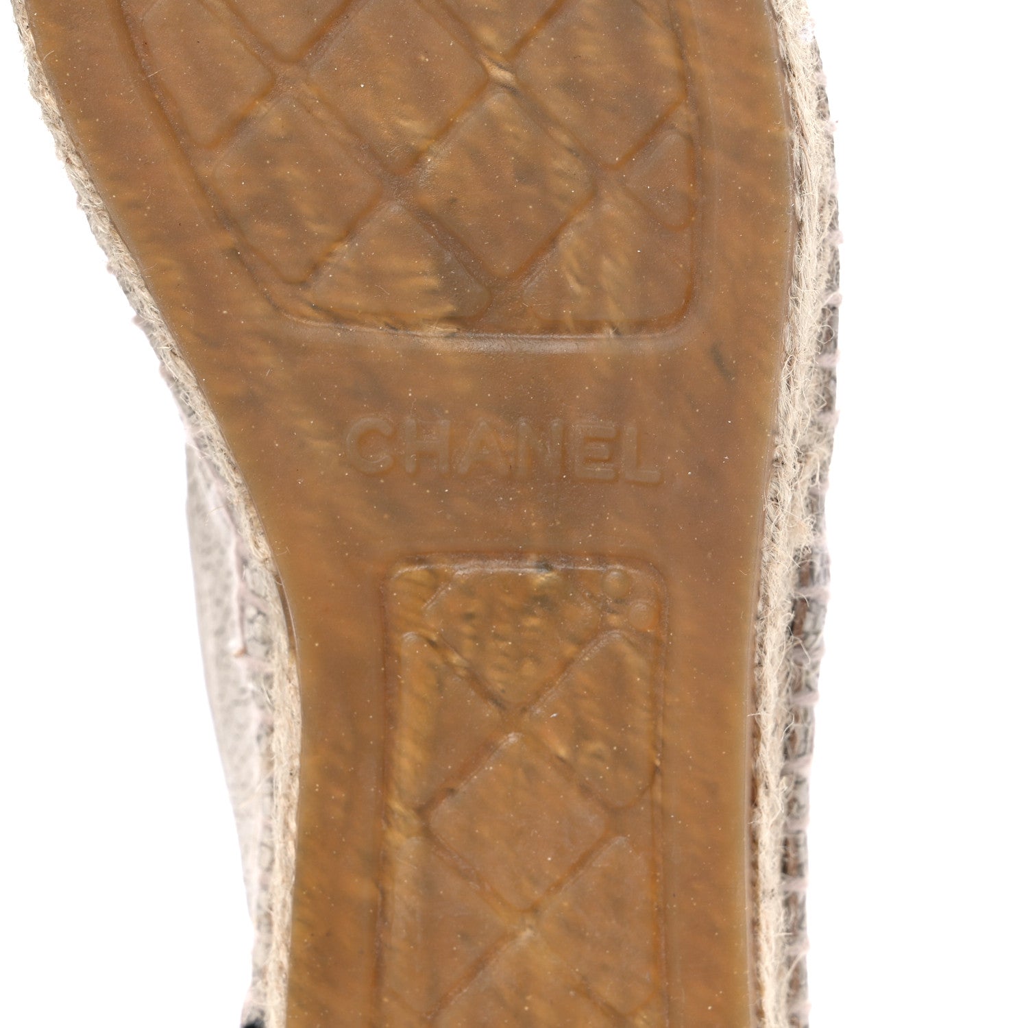 Chanel Crackled Calfskin High Top Espadrilles 38 Light Beige Black 8 of 10