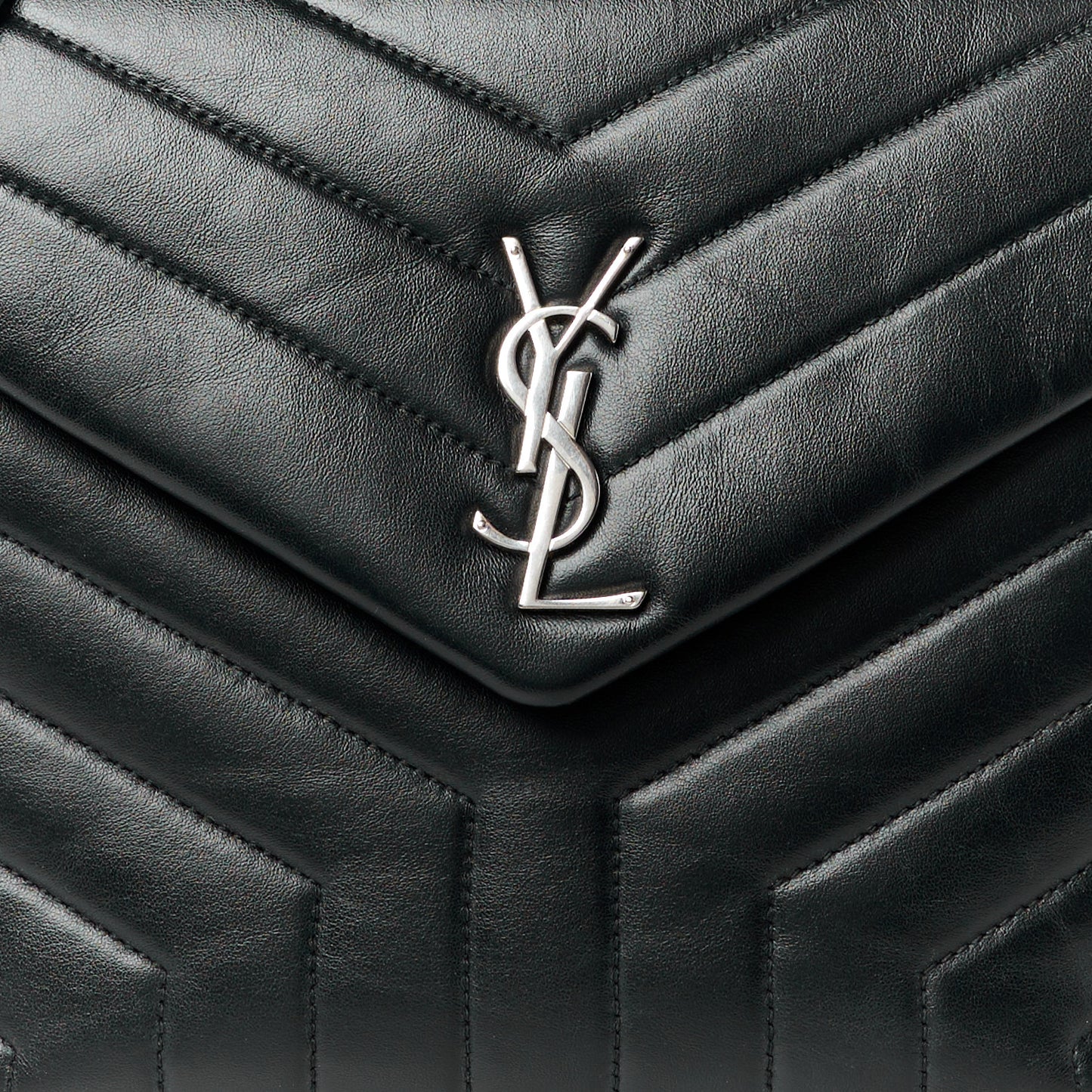 Calfskin Y Quilted Monogram Medium Loulou Satchel Black