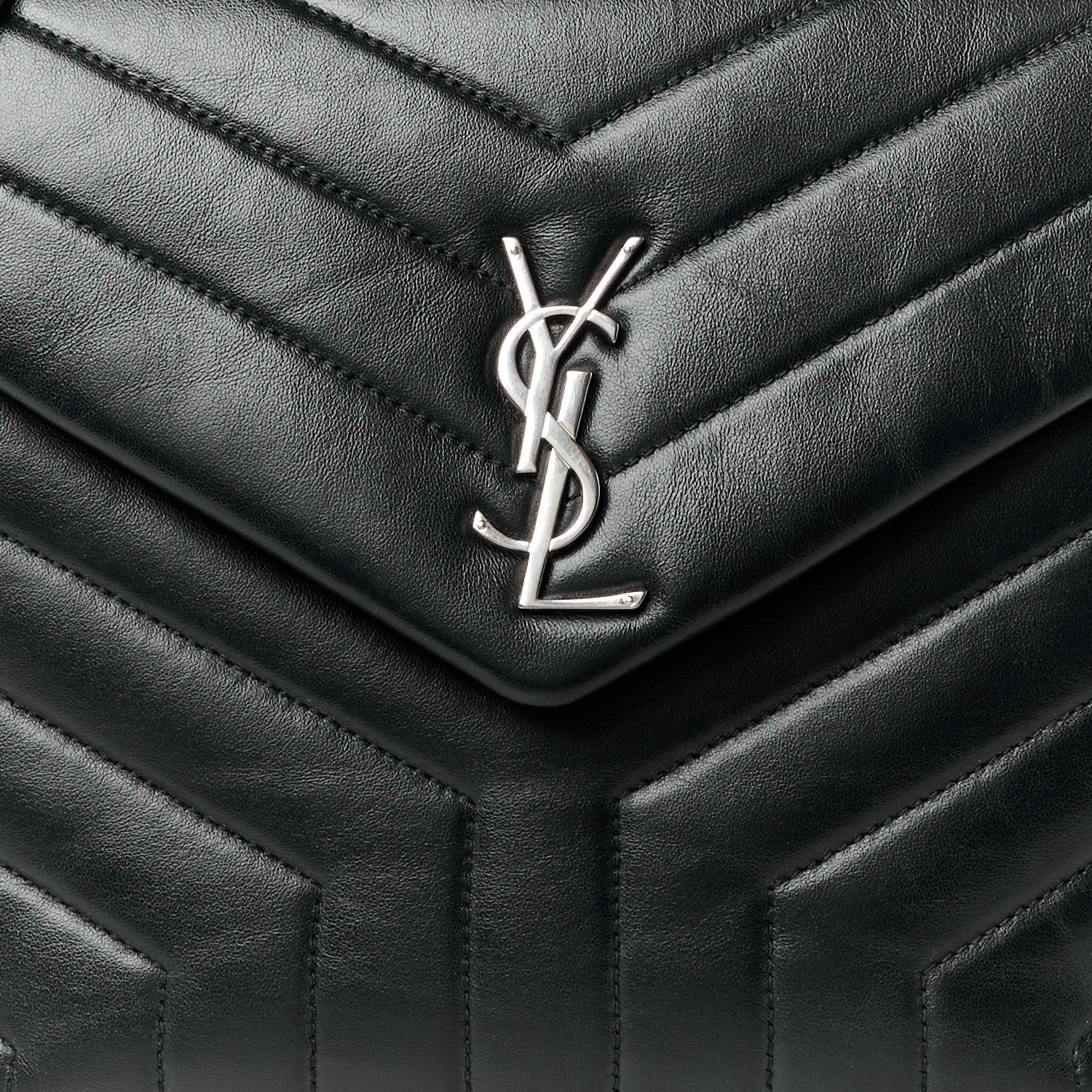 Saint Laurent Calfskin Y Quilted Monogram Medium Loulou Satchel Black 9 of 11