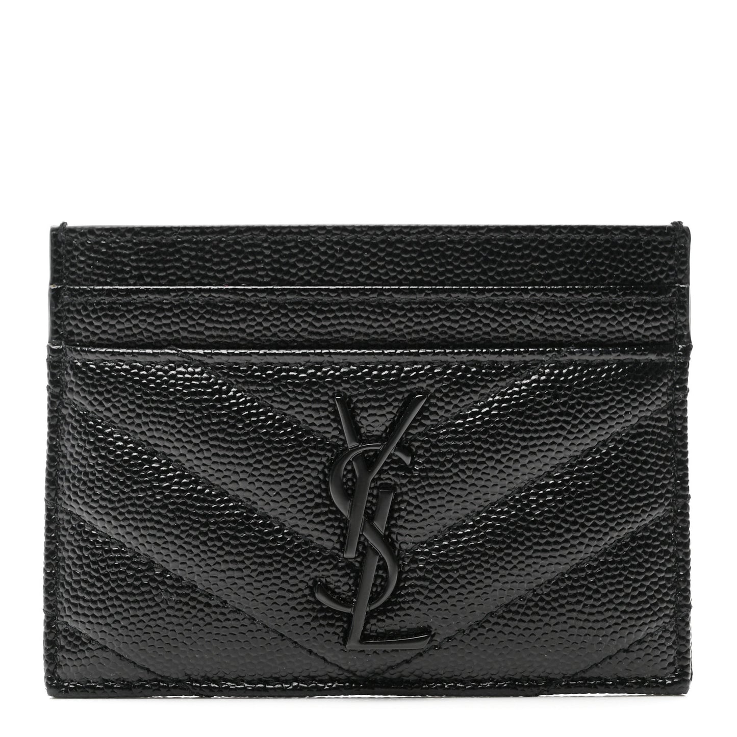 Grain De Poudre Matelasse Chevron Monochrome Monogram Credit Card Case Black