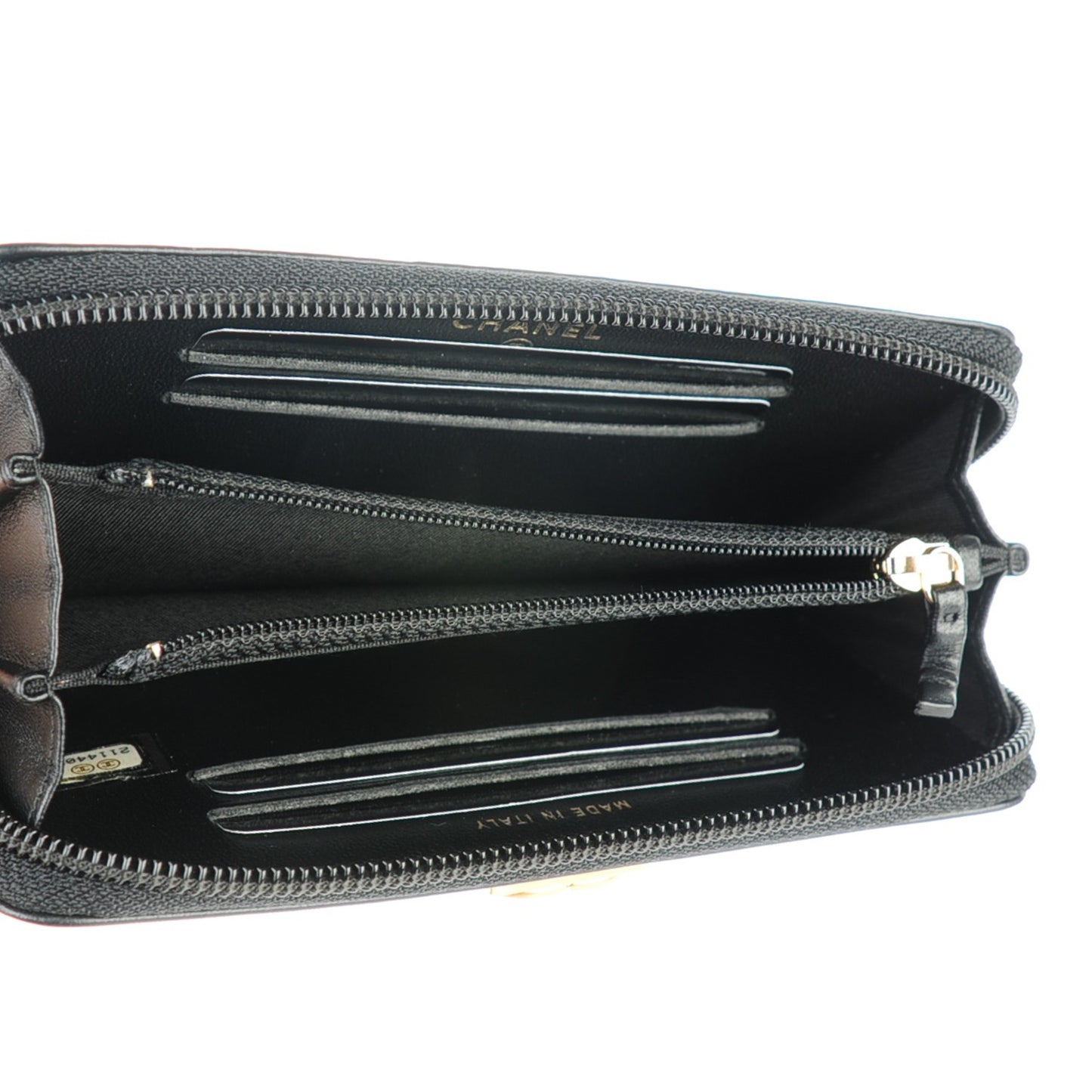 Lambskin Quilted Small Boy Zip Around Wallet Black