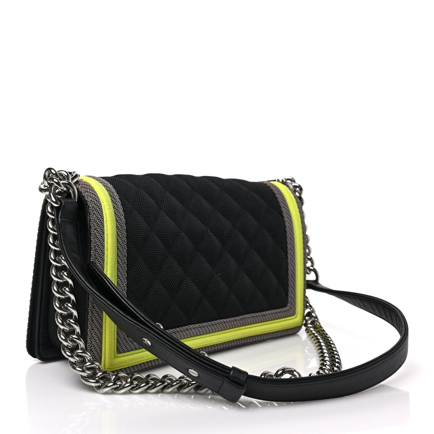 Canvas Quilted Medium Fluo Boy Flap Black Grey Yellow