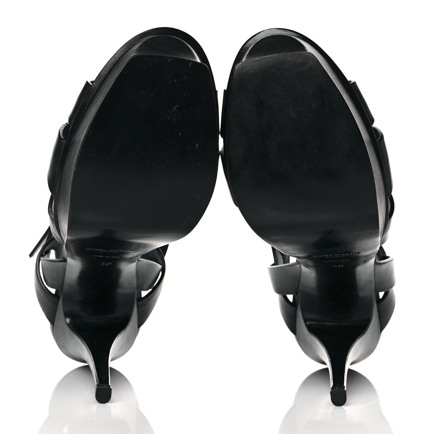 Saint Laurent Calfskin Tribute 105 Platform Sandals 40 Black 5 of 9