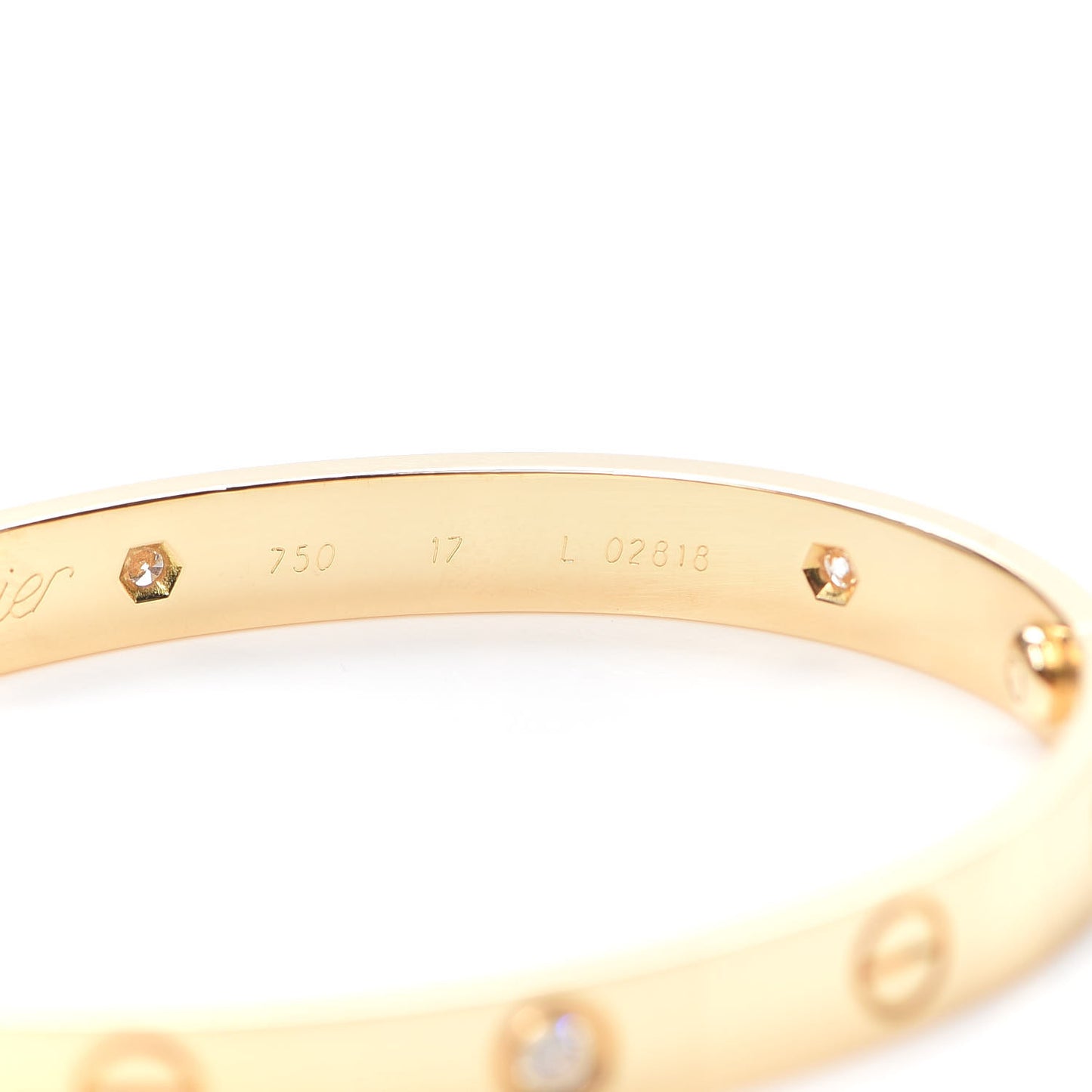 18K Yellow Gold 6 Diamond LOVE Bracelet 17