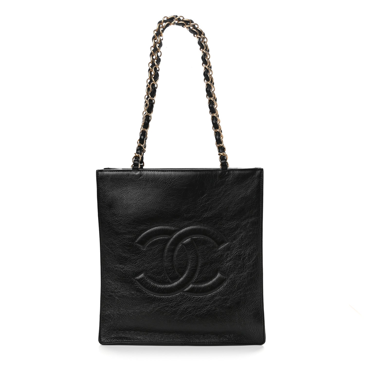 Chanel Shiny Aged Calfskin North South Shopping Bag Black 1 of 10