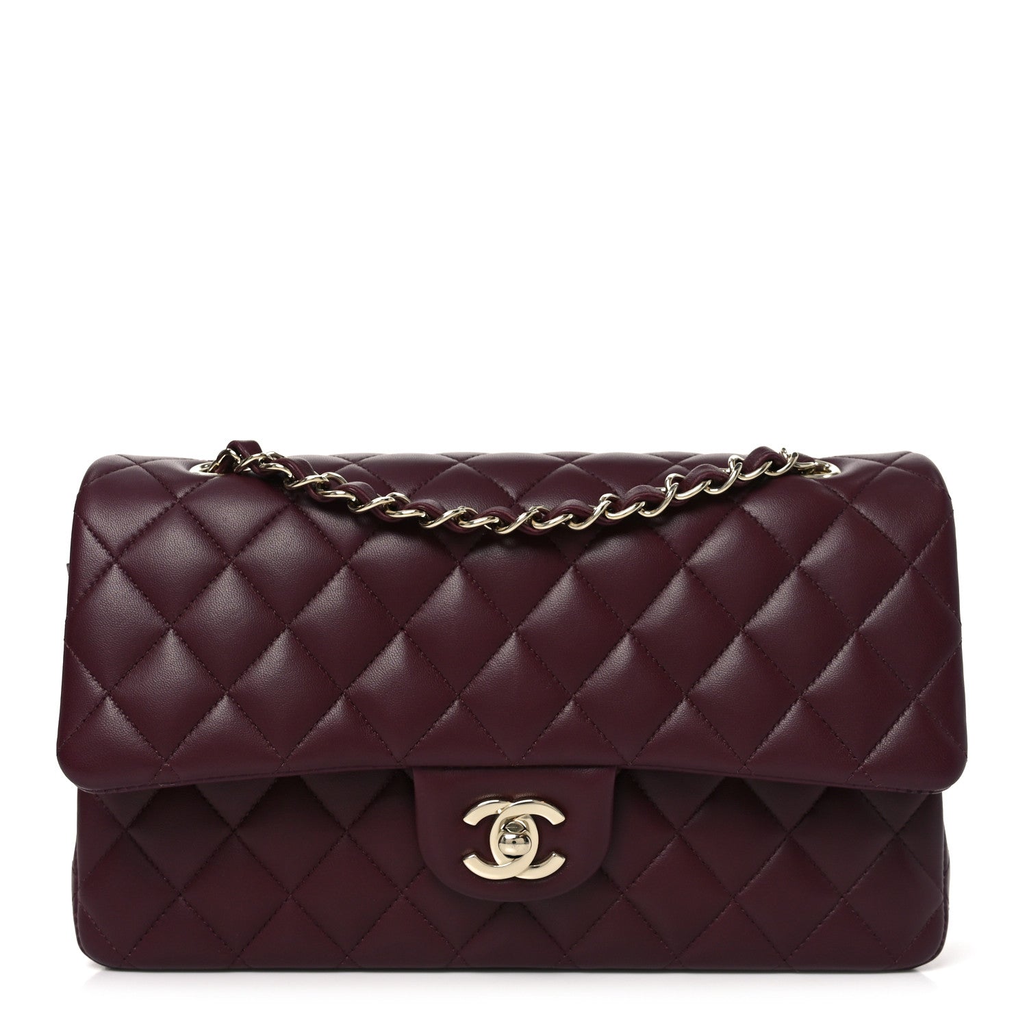 Chanel Lambskin Quilted Medium Double Flap Burgundy 1 of 10