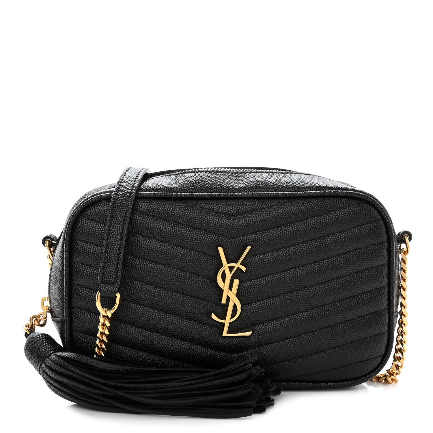 Saint Laurent SAINT LAURENT Grain De Poudre Matelasse Monogram Mini Lou Camera Bag Black 1 of 8