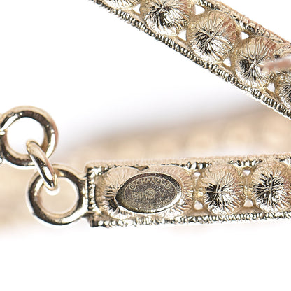 Chanel Crystal Cha-Nel Logo Drop Earrings Gold 4 of 5