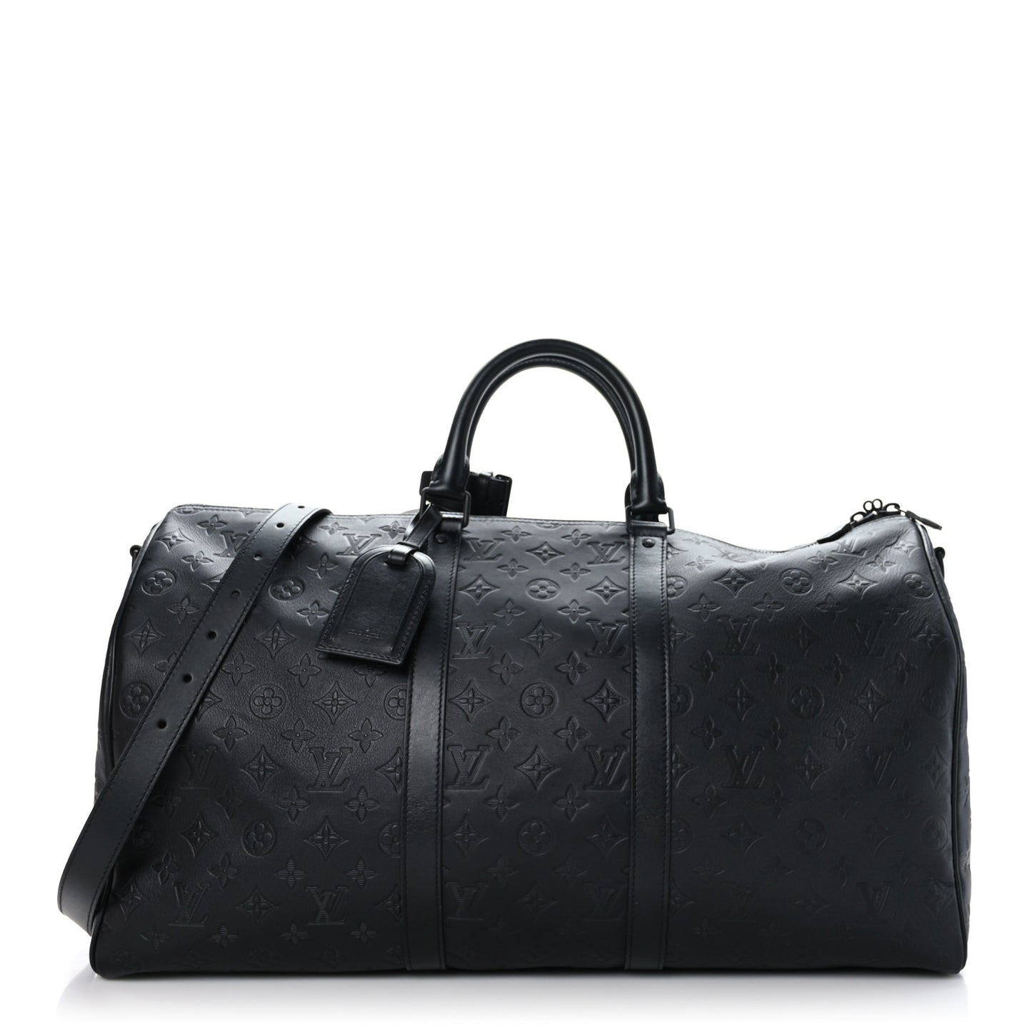 Calfskin Shadow Monogram Keepall Bandouliere 50 Black