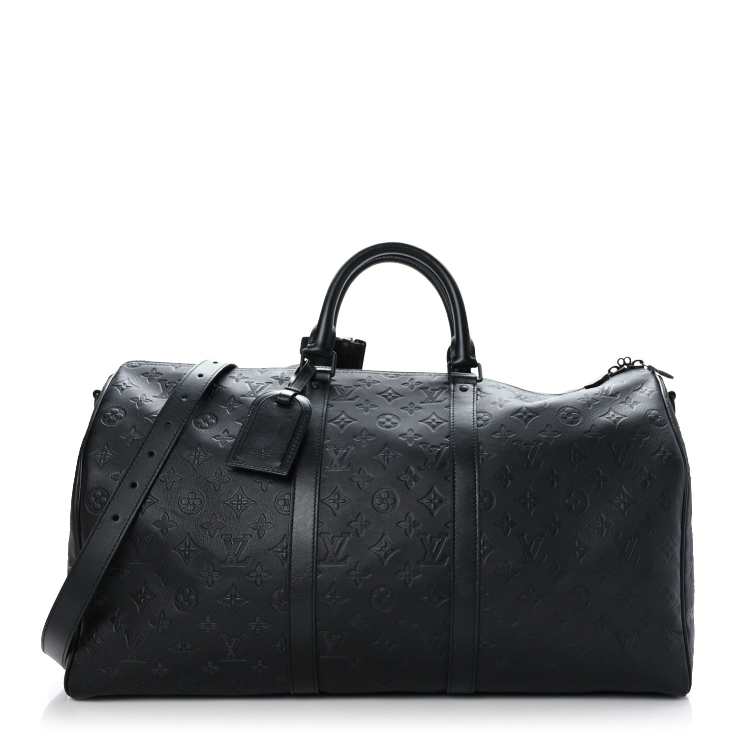 Louis Vuitton Calfskin Shadow Monogram Keepall Bandouliere 50 Black 1 of 9