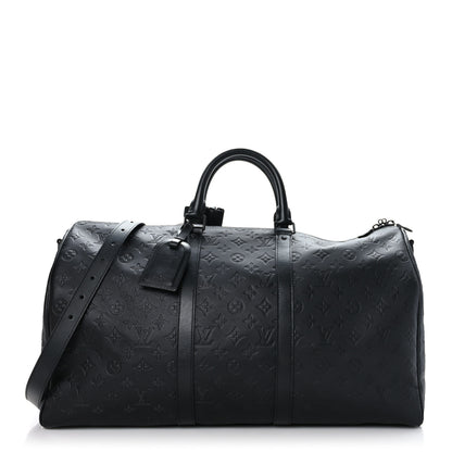 Louis Vuitton Calfskin Shadow Monogram Keepall Bandouliere 50 Black 1 of 9