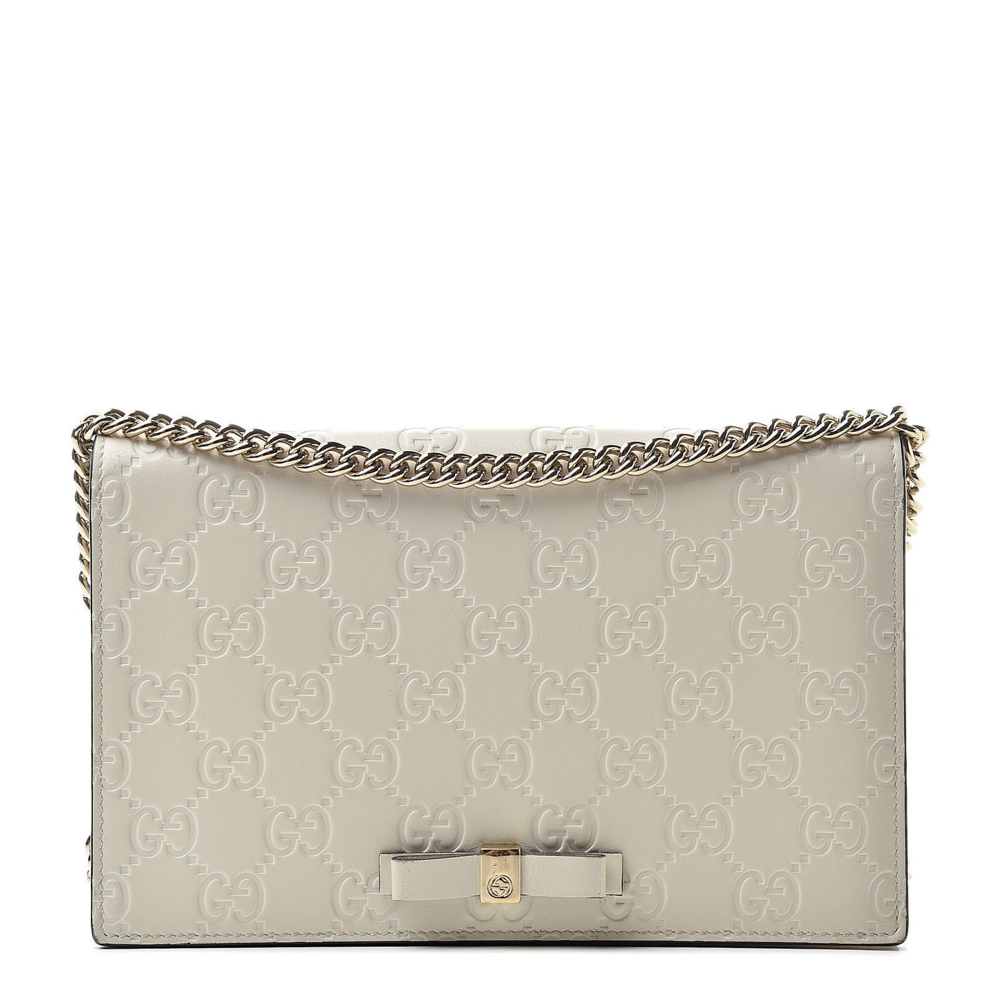 Guccissima Signature Bowy Chain Wallet Mystic White