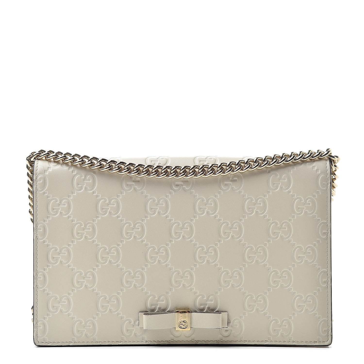 Gucci Guccissima Signature Bowy Chain Wallet Mystic White 1 of 9