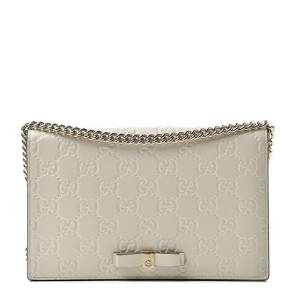 Gucci Guccissima Signature Bowy Chain Wallet Mystic White 1 of 9