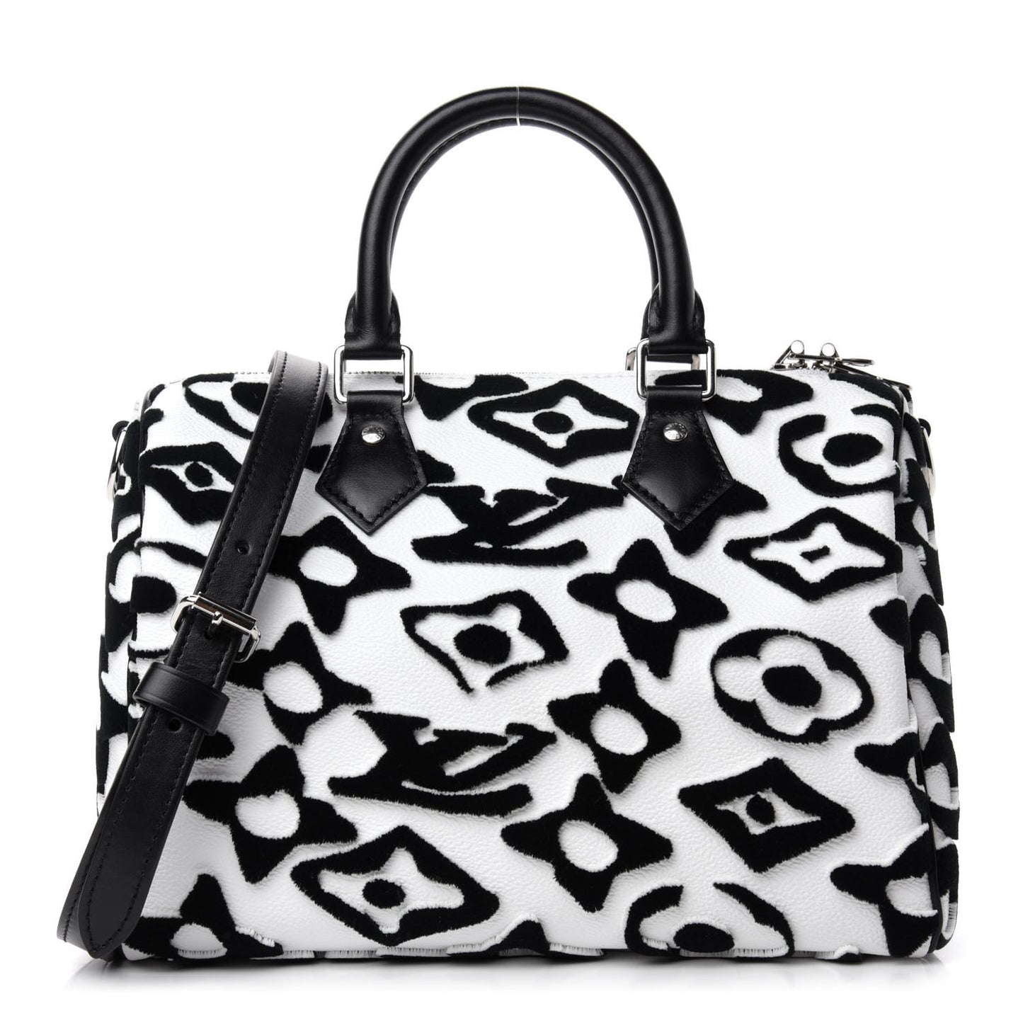X UF Tufted Monogram Speedy Bandouliere 25 White Black