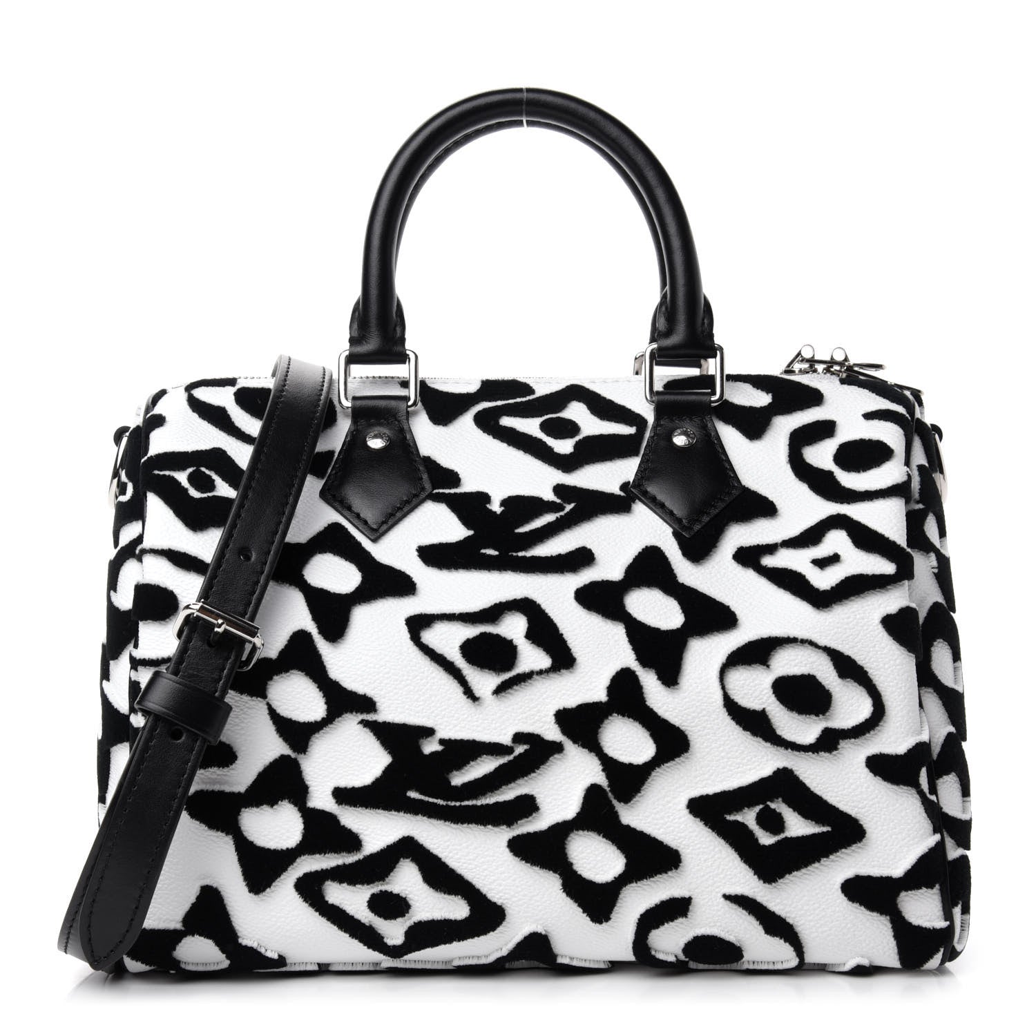 Louis Vuitton X UF Tufted Monogram Speedy Bandouliere 25 White Black 1 of 10