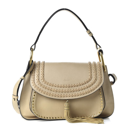 Chloe Calfskin Medium Braided Hudson Double Carry Shoulder Bag Blondie Beige 1 of 10