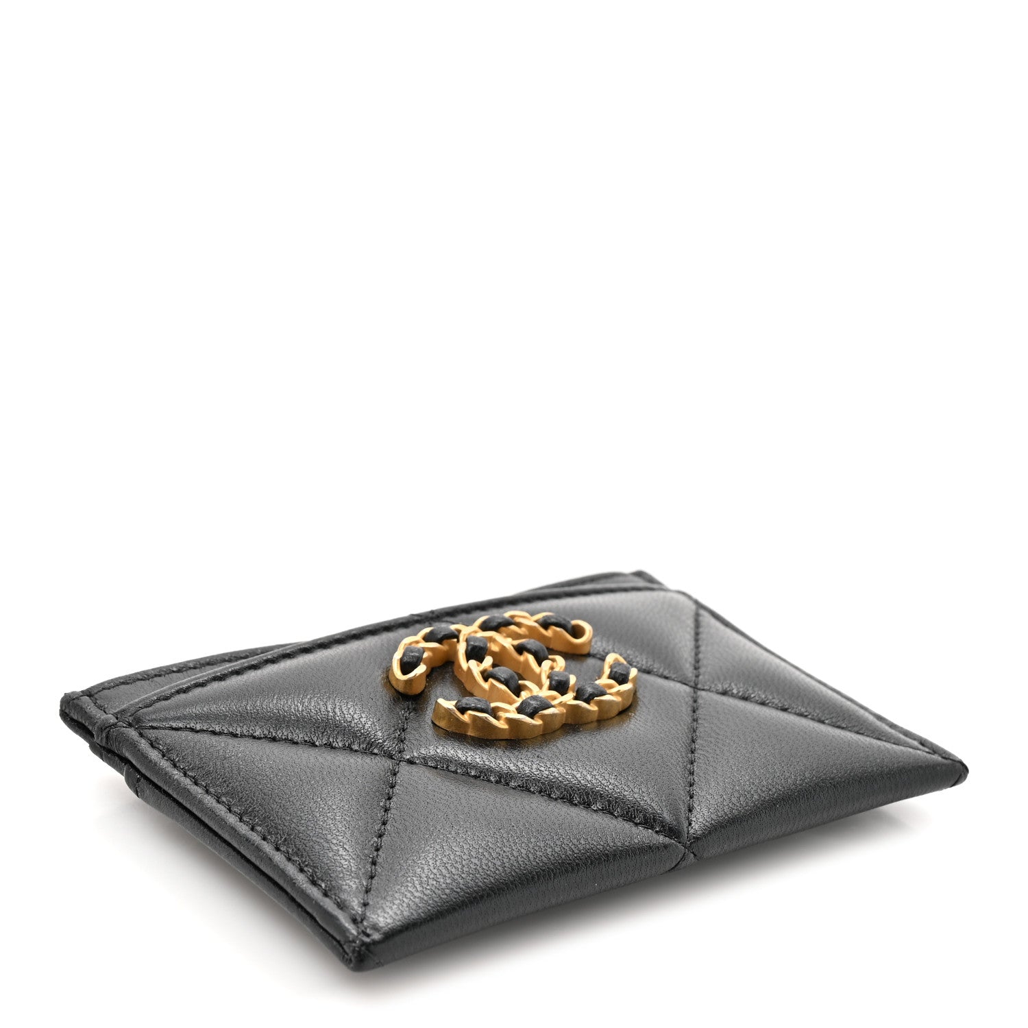 Chanel Lambskin Quilted Chanel 19 Card Holder Black 4 of 8