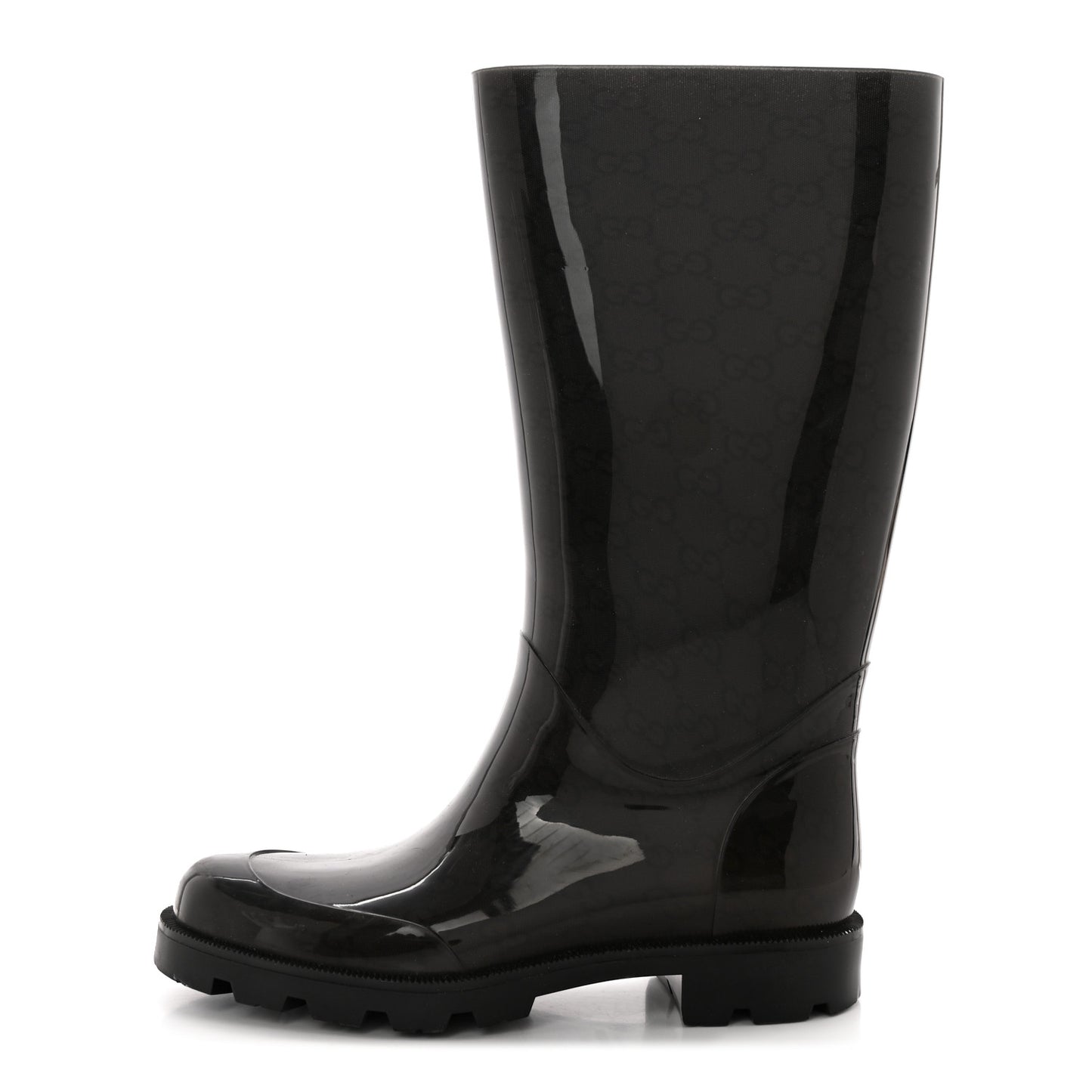 Rubber Monogram Edinburg Rain Boots 36 Transparent Blue