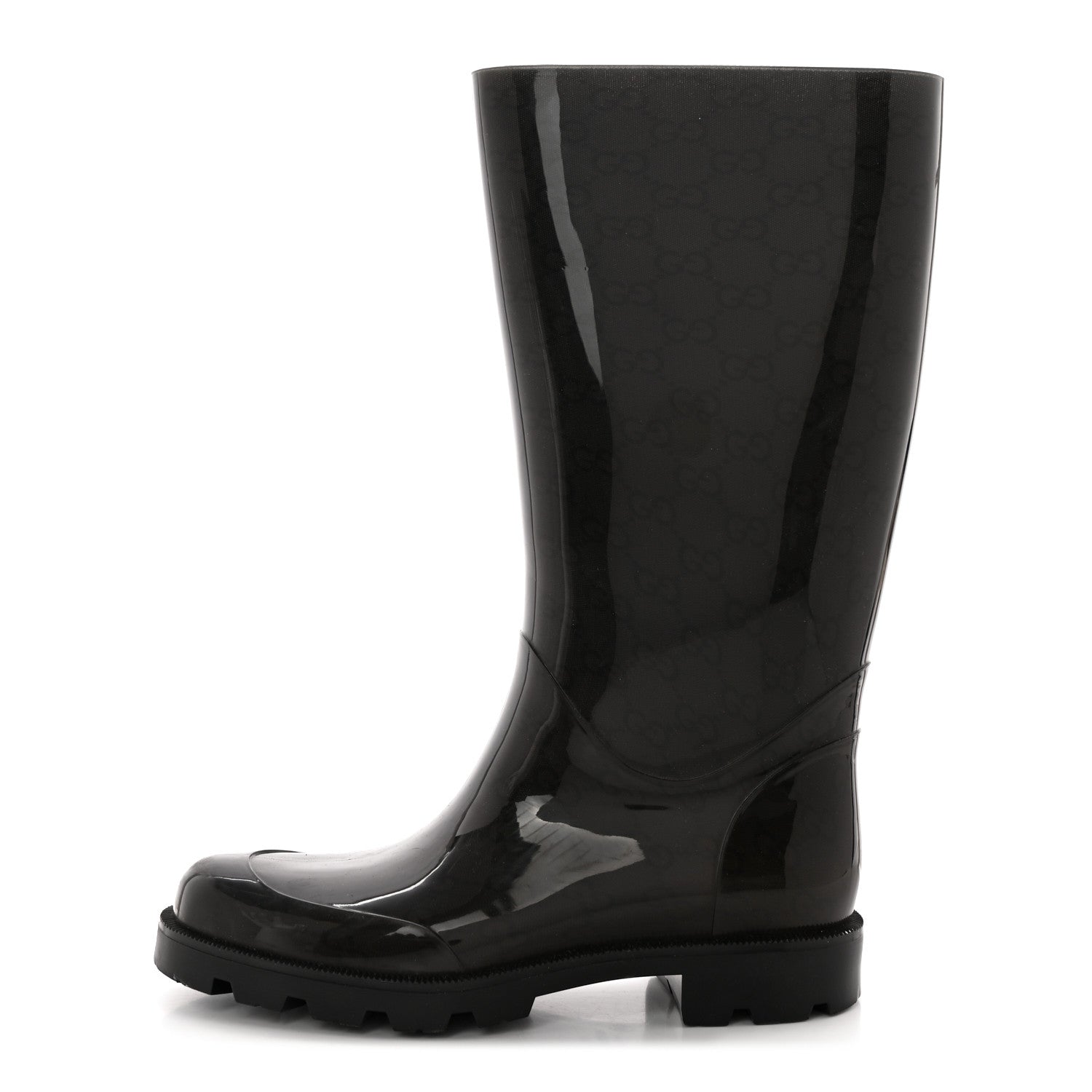 Gucci Rubber Monogram Edinburg Rain Boots 36 Transparent Blue 1 of 13