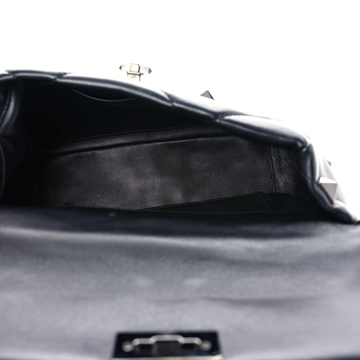 Nappa Monochrome Large Roman Stud Shoulder Bag Black