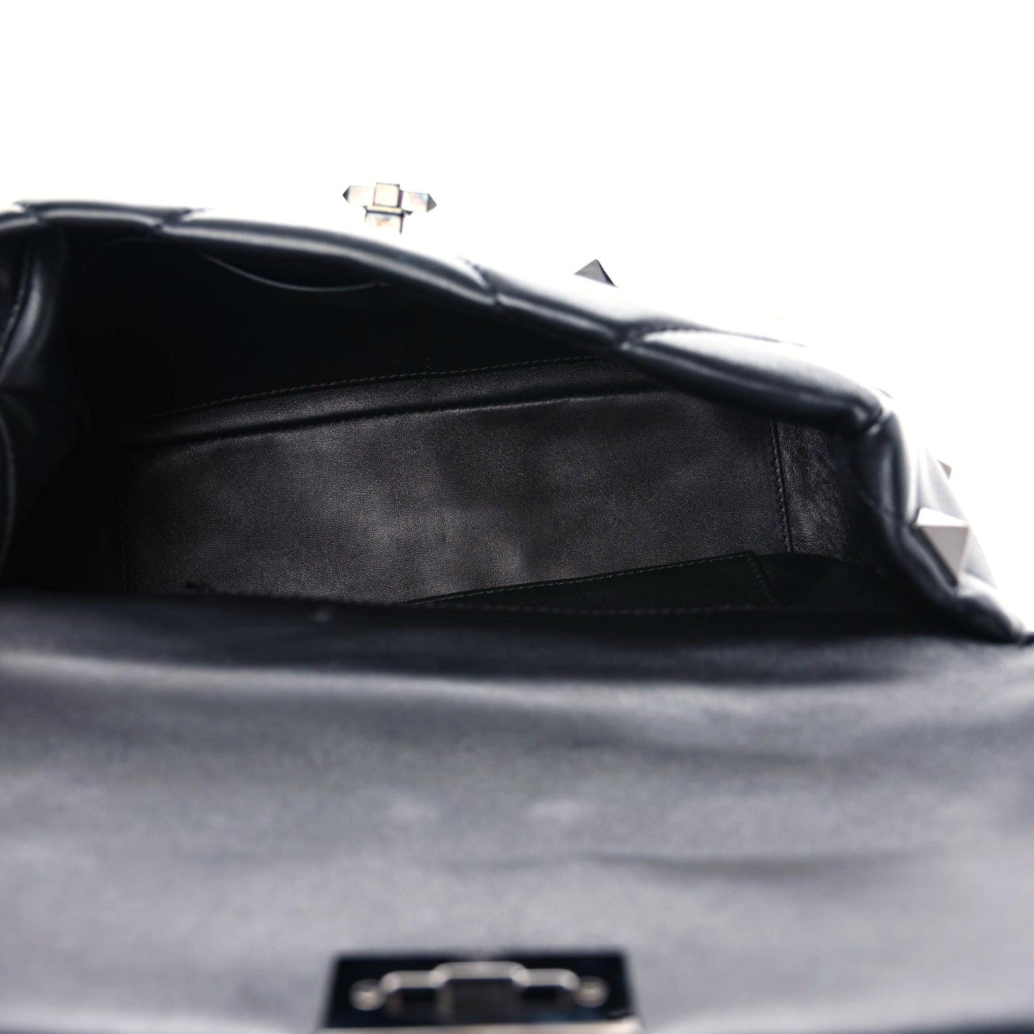 Valentino Garavani Nappa Monochrome Large Roman Stud Shoulder Bag Black 7 of 14