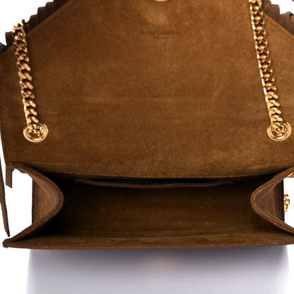 Saint Laurent Suede Fringe Small Monogram Satchel Light Ocre 5 of 11