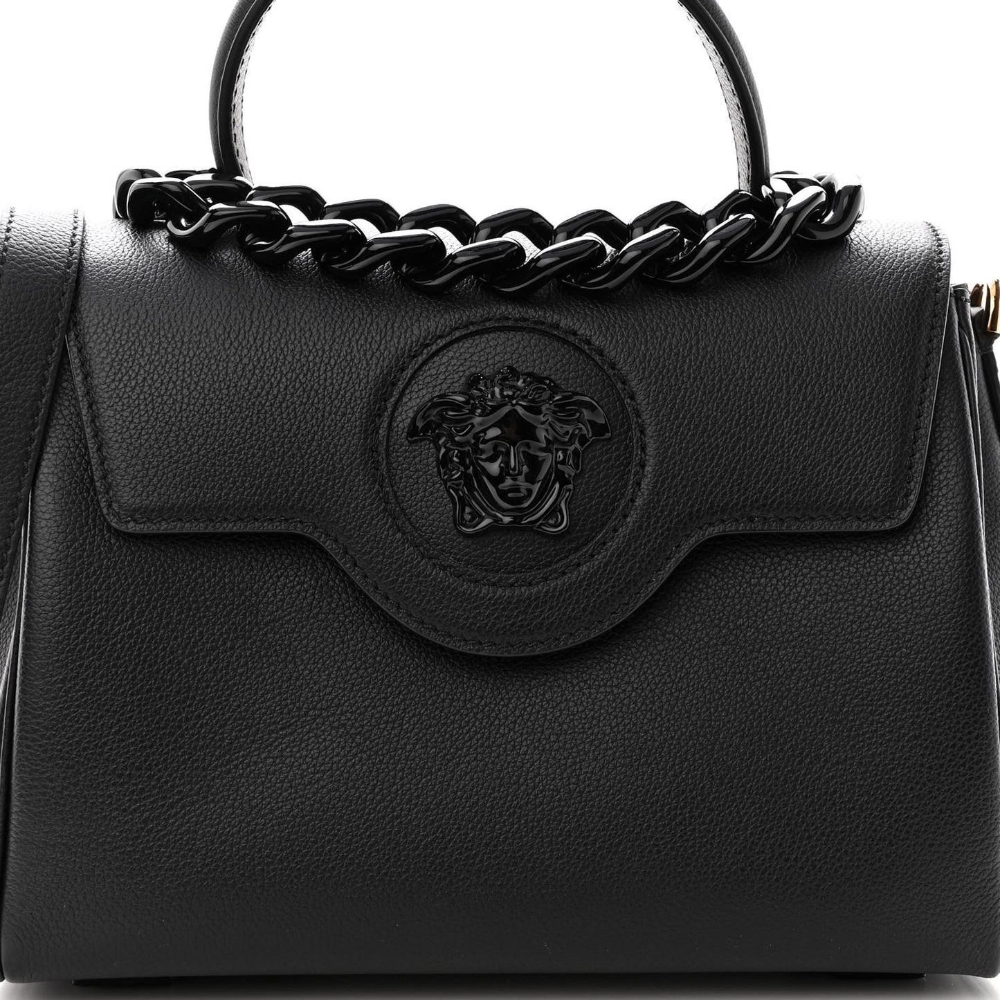 Grained Calfskin La Medusa Top Handle Bag Black Lilac